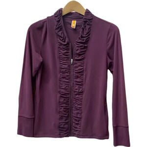 Like New EUC Lucy Ruffled Zip Jogging Jacket Eggplant/Burgundy XS